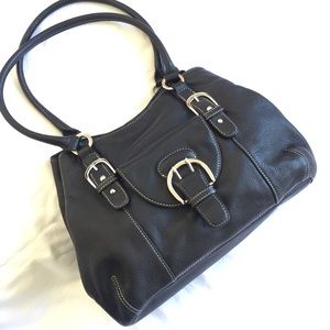 ❤️Tignanello Black Leather Shoulder Purse Bag